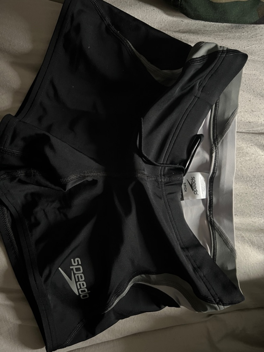 Speedo Black Swim Trunks with Gray Trim